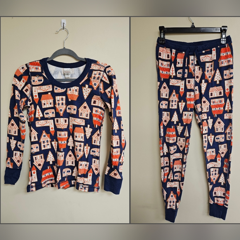 Hanna Andersson Holiday House Christmas Festive Print Pajama Set Adult S Cotton